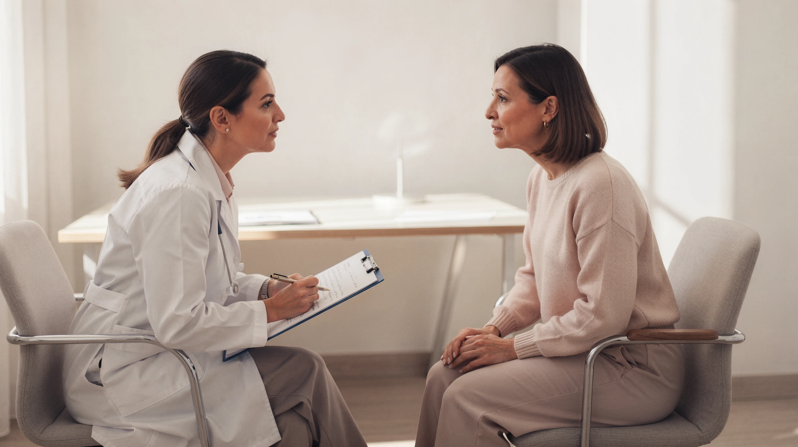 Woman discussing autoimmune symptoms with a physician during a medical consultation